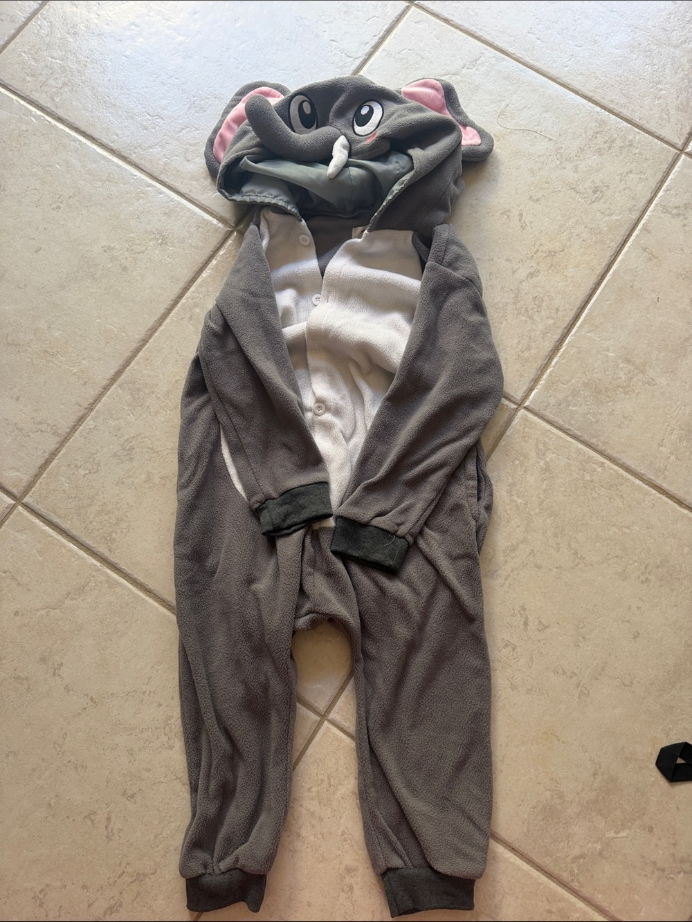 Kids Elephant Onesie Costume - Gray with Pink Ears